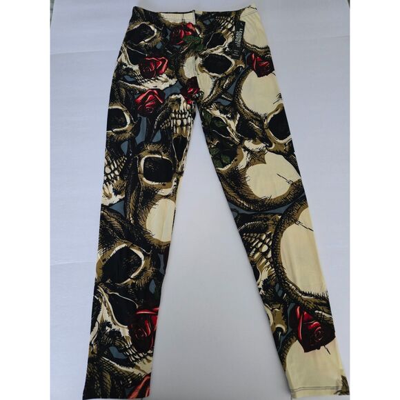 X-Plus Size 3X-5X Womens Skull Print, Full Length Leggings In A Fitted Style - Picture 2 of 6